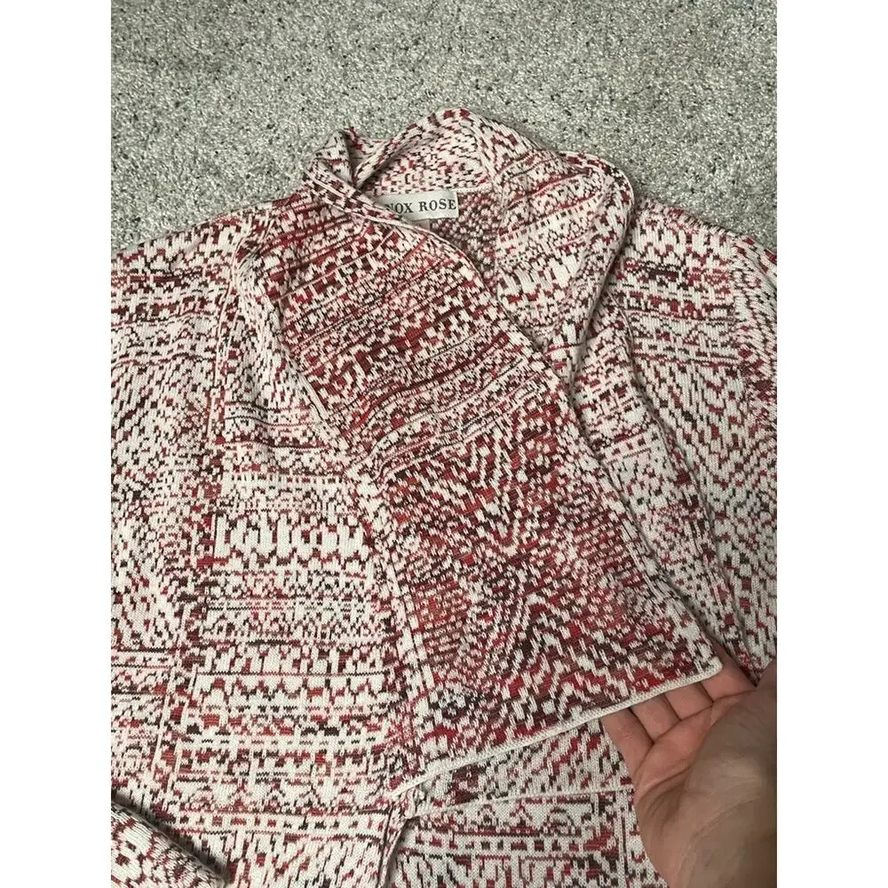 Knox Rose Women's Open Front Cardigan Sweater Sz XL Shawl Collar Cozy Aztec Boho
